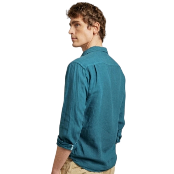 Beaufort & Blake Men's Upton Jade Garmet Dye Linen Shirt - Picture 3 of 12